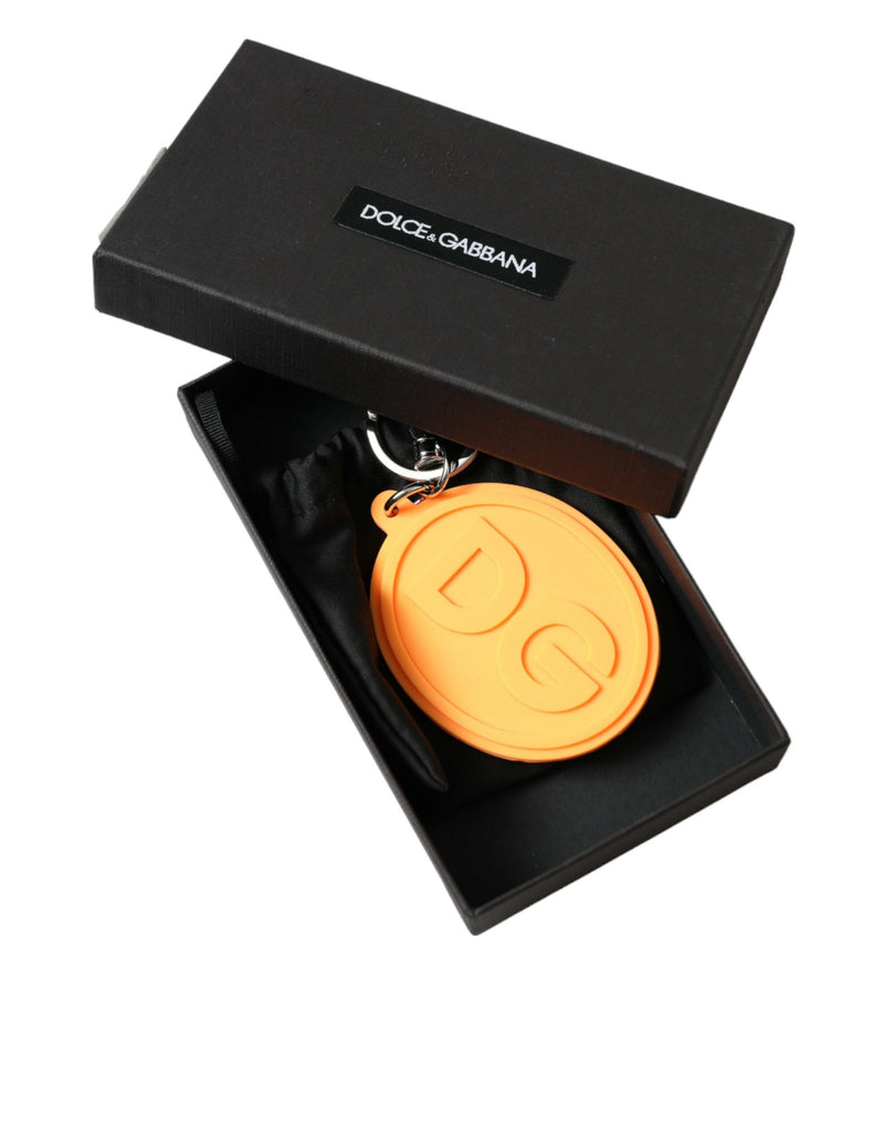 Dolce & Gabbana Elegant Orange Charm Keyring with Silver Women's Detail