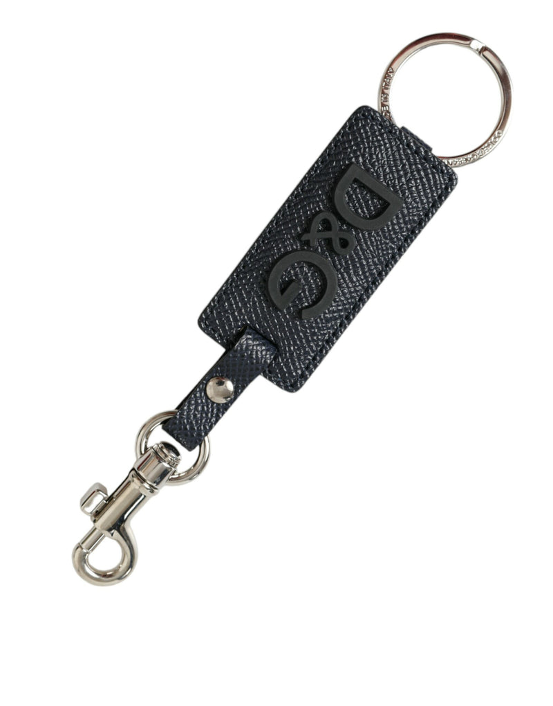 Dolce & Gabbana Elegant Leather Keychain in Black & Women's Silver