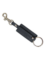 Dolce & Gabbana Elegant Leather Keychain in Black & Women's Silver