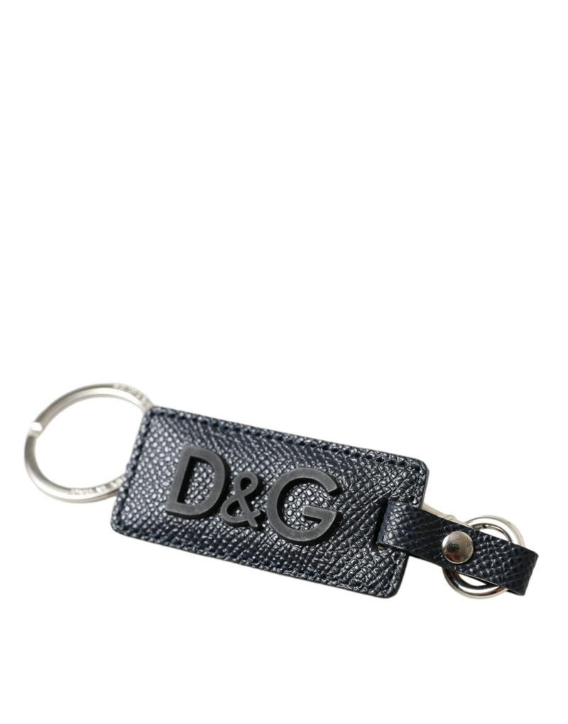 Dolce & Gabbana Elegant Leather Keychain in Black & Women's Silver