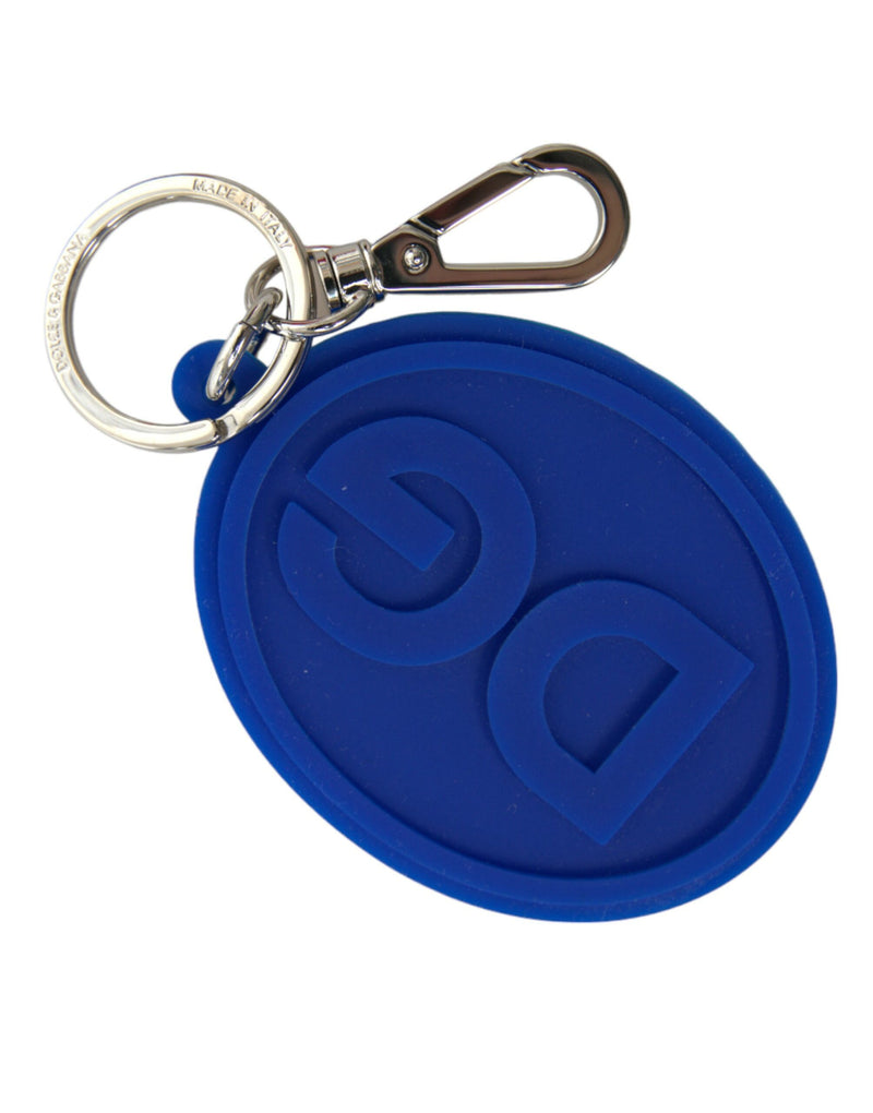 Dolce & Gabbana Elegant Blue Rubber Keychain with Brass Women's Accents