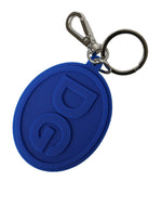 Dolce & Gabbana Elegant Blue Rubber Keychain with Brass Women's Accents