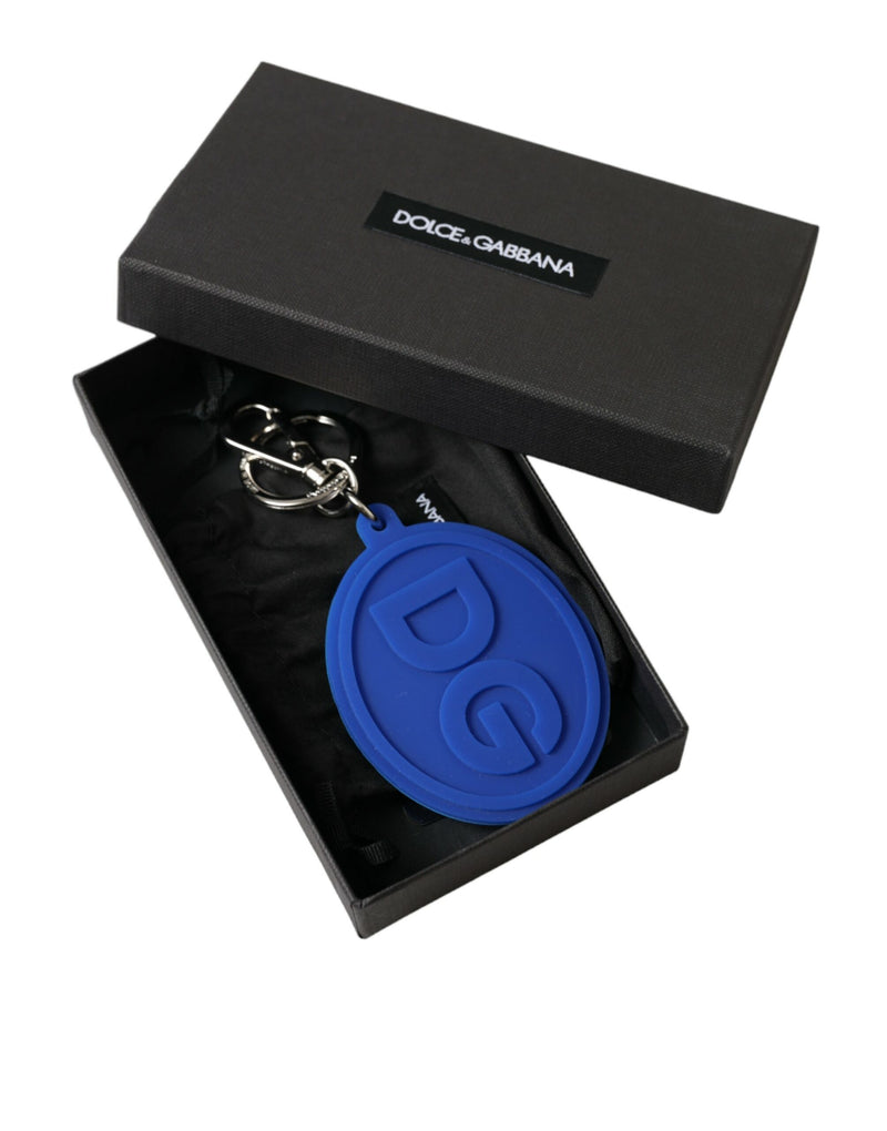 Dolce & Gabbana Elegant Blue Rubber Keychain with Brass Women's Accents