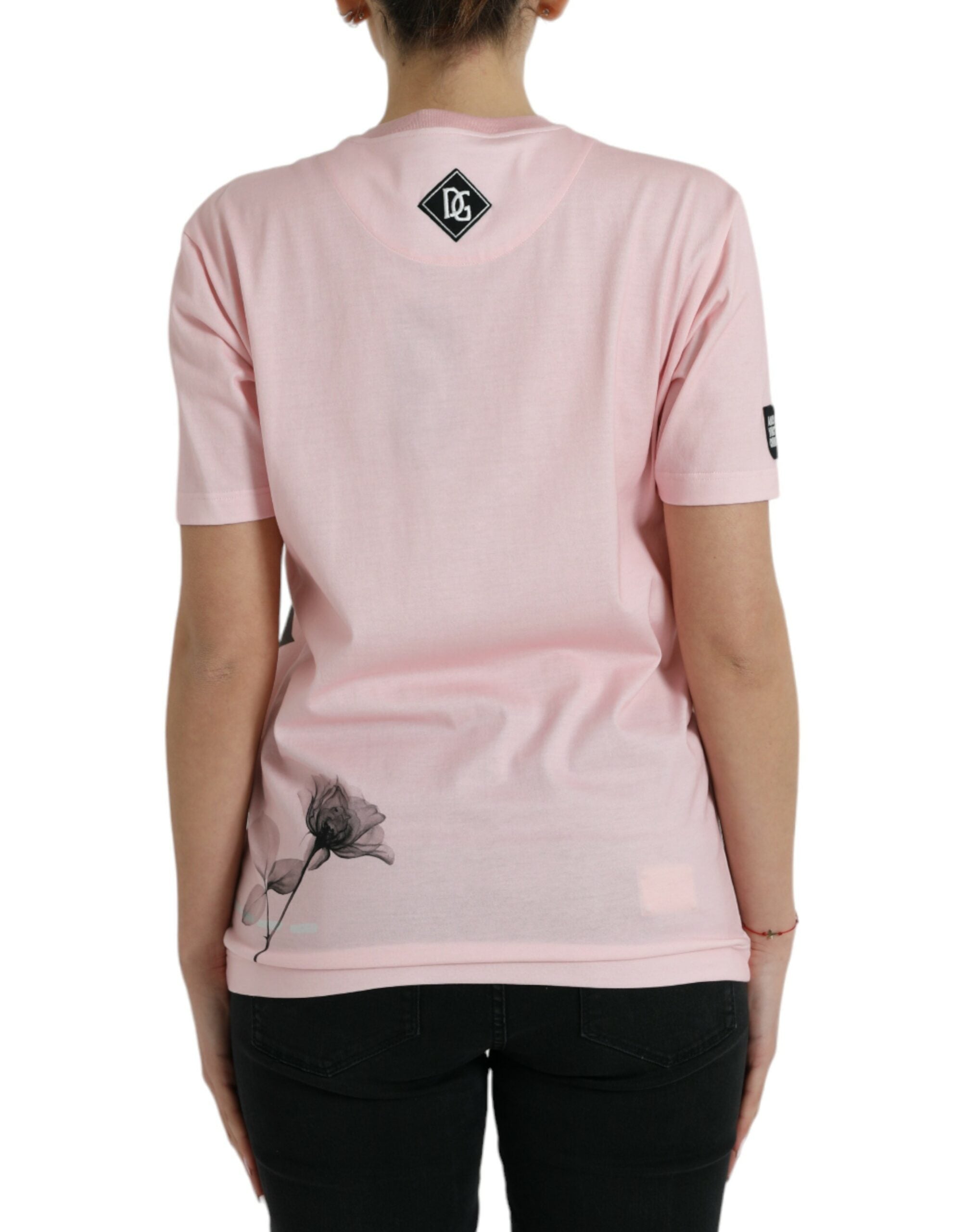 Dolce & Gabbana Chic Pink Floral Cotton Women's Tee