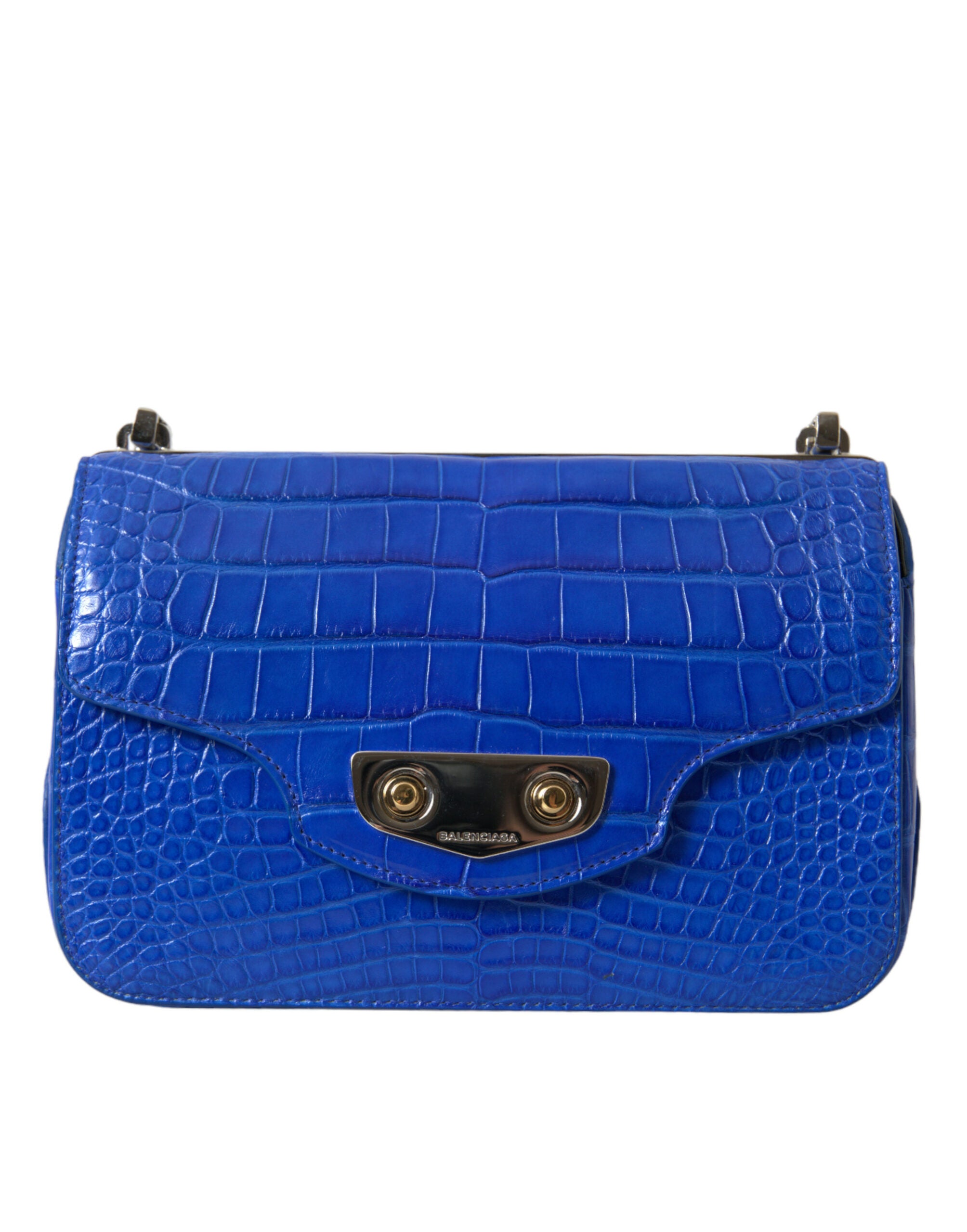 Balenciaga Alligator Skin Mini Shoulder Bag - Elegant Women's Blue