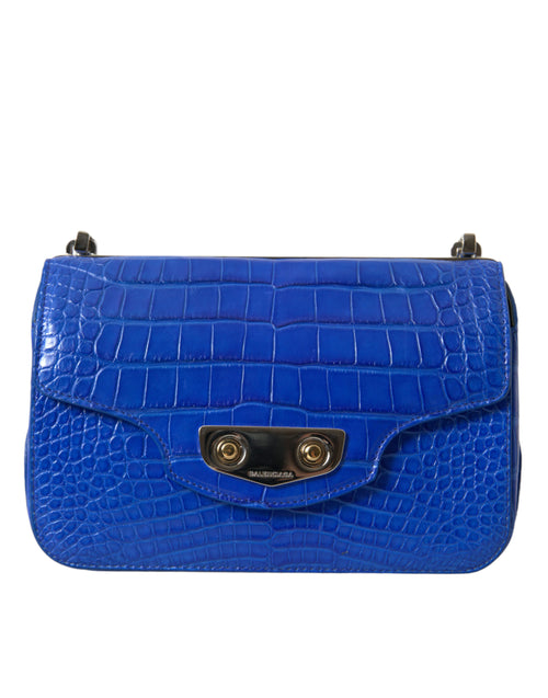 Balenciaga Alligator Skin Mini Shoulder Bag - Elegant Women's Blue