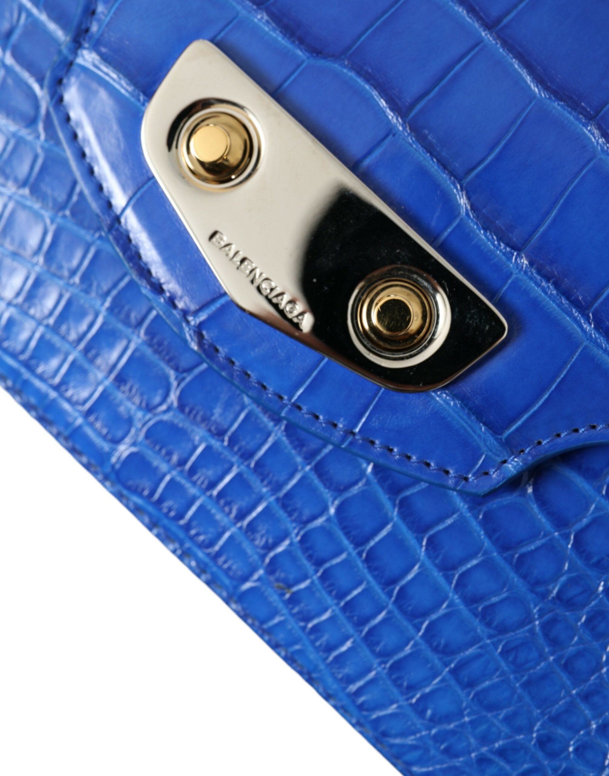 Balenciaga Alligator Skin Mini Shoulder Bag - Elegant Women's Blue