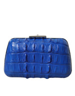 Balenciaga Electric Blue Crocodile Skin Women's Clutch