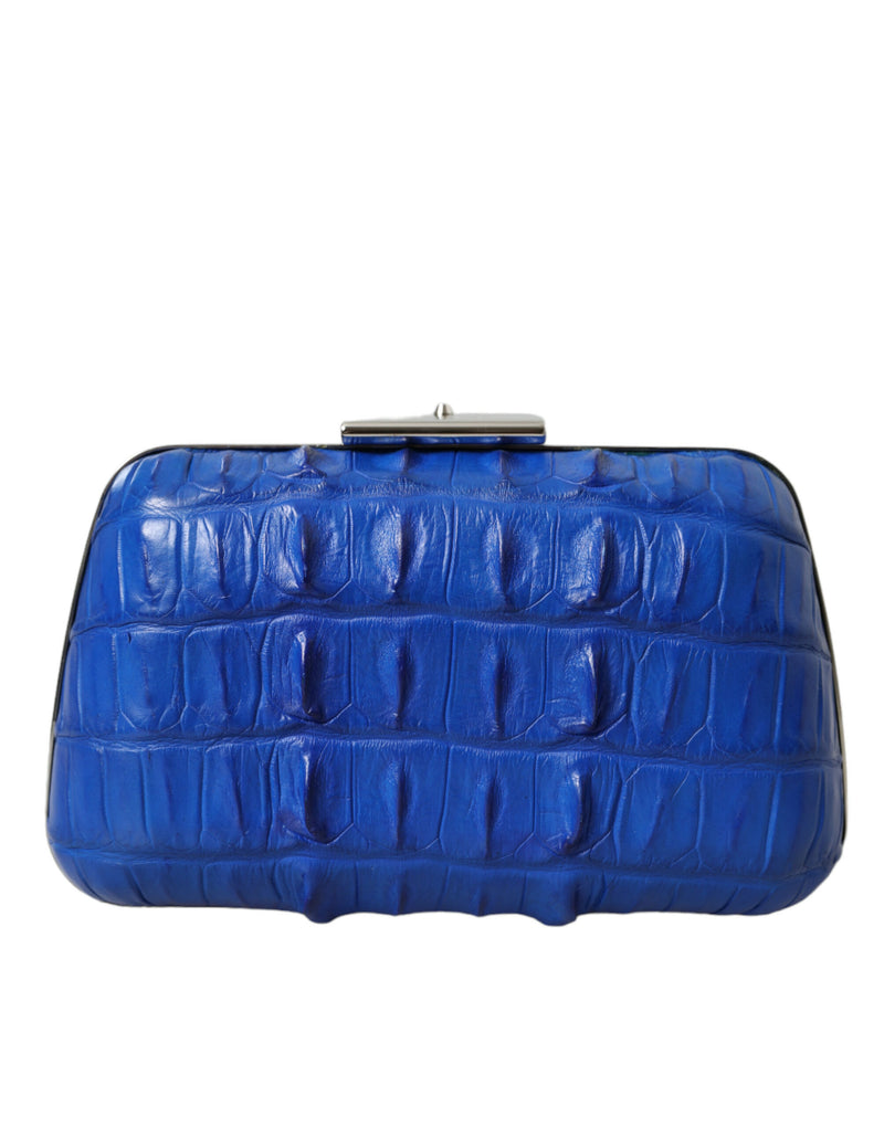 Balenciaga Electric Blue Crocodile Skin Women's Clutch