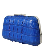 Balenciaga Electric Blue Crocodile Skin Women's Clutch