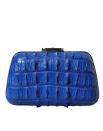 Balenciaga Electric Blue Crocodile Skin Women's Clutch