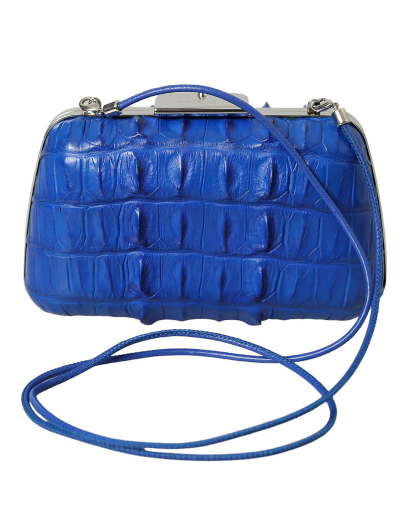 Balenciaga Electric Blue Crocodile Skin Women's Clutch