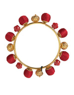 Dolce & Gabbana Gold Brass Red RUNWAY Sicilia Natale Roses Women's Bracelet