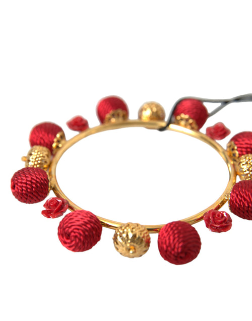 Dolce & Gabbana Gold Brass Red RUNWAY Sicilia Natale Roses Women's Bracelet