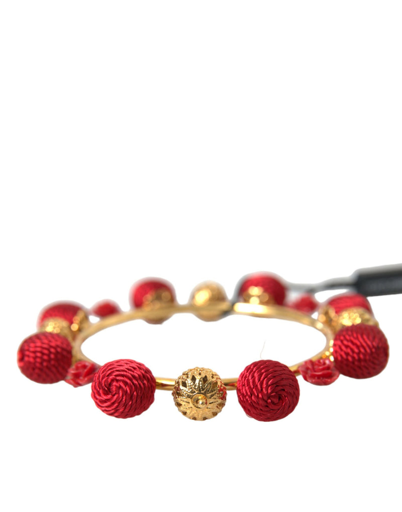 Dolce & Gabbana Gold Brass Red RUNWAY Sicilia Natale Roses Women's Bracelet