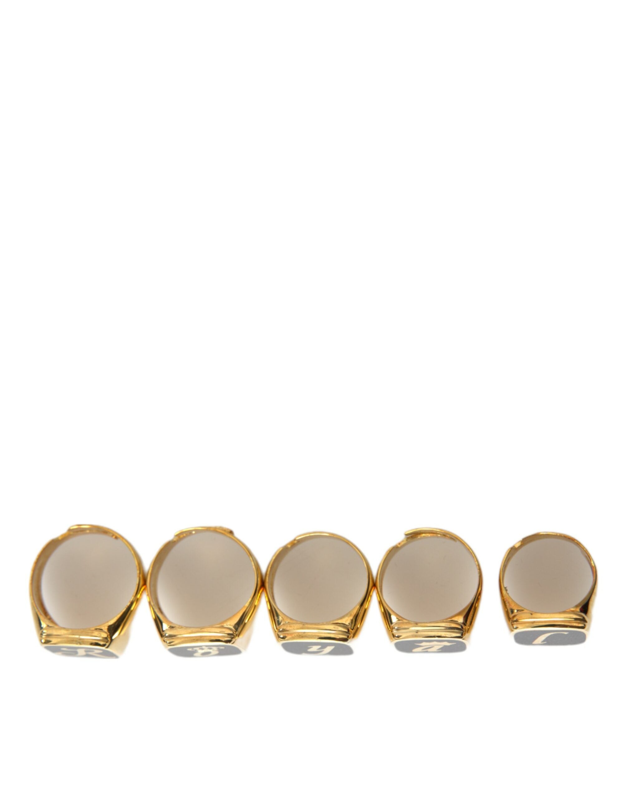 Dolce & Gabbana Gold Brass ROYAL Enamel Set of 5 Men's Ring