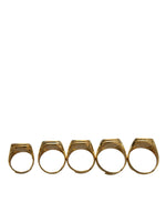 Dolce & Gabbana Gold Brass ROYAL Enamel Set of 5 Men's Ring