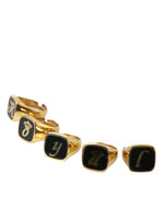 Dolce & Gabbana Gold Brass ROYAL Enamel Set of 5 Men's Ring