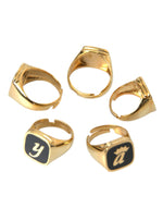 Dolce & Gabbana Gold Brass ROYAL Enamel Set of 5 Men's Ring