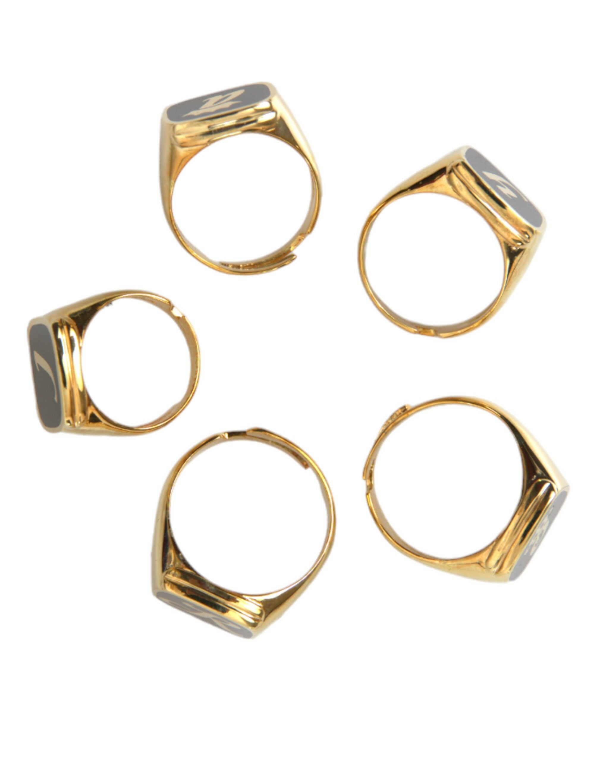 Dolce & Gabbana Gold Brass ROYAL Enamel Set of 5 Men's Ring