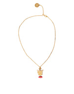 Dolce & Gabbana Gold Brass Chain Dog Heart Pendant Charm Women's Necklace