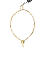 Dolce & Gabbana Gold Brass Chain Pearl Pendant Charm Women's Necklace