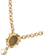 Dolce & Gabbana Gold Brass Chain Pearl Pendant Charm Women's Necklace