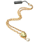 Dolce & Gabbana Gold Brass Chain Pearl Pendant Charm Women's Necklace