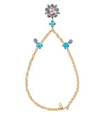 Dolce & Gabbana Gold Brass Chain Crystal Floral Pendant Charm Women's Necklace