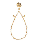 Dolce & Gabbana Gold Brass Chain Crystal Floral Pendant Charm Women's Necklace