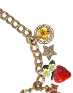 Dolce & Gabbana Gold Chain Rose Cross Strawberry Star Pendant Women's Necklace