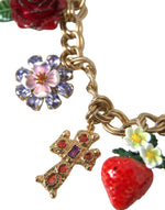 Dolce & Gabbana Gold Chain Rose Cross Strawberry Star Pendant Women's Necklace