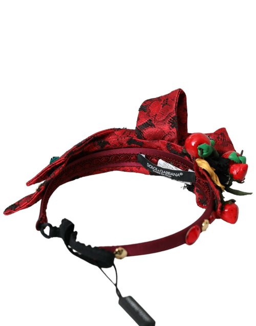 Dolce & Gabbana Red Cherry Sicily Embellished Women Hairband Women's Diadem