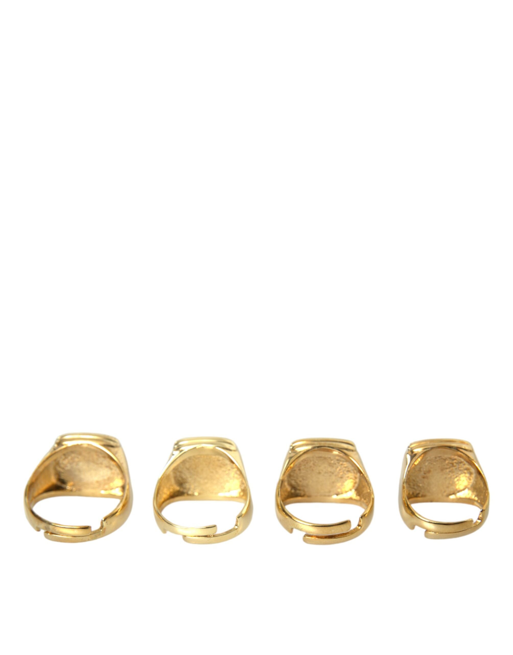 Dolce & Gabbana Gold Brass KING Enamel Set of 4 Men's Ring