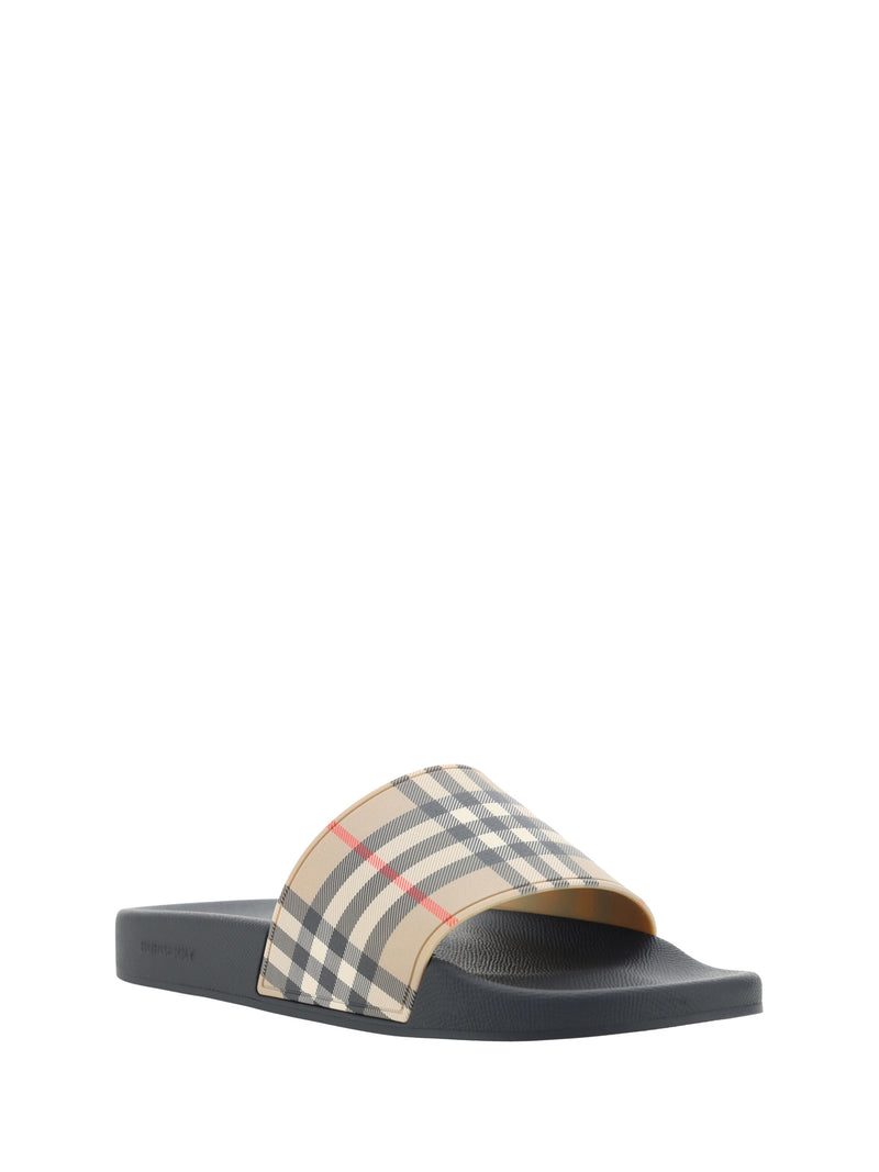 Burberry Brown Rubber Slides Men's Sandals