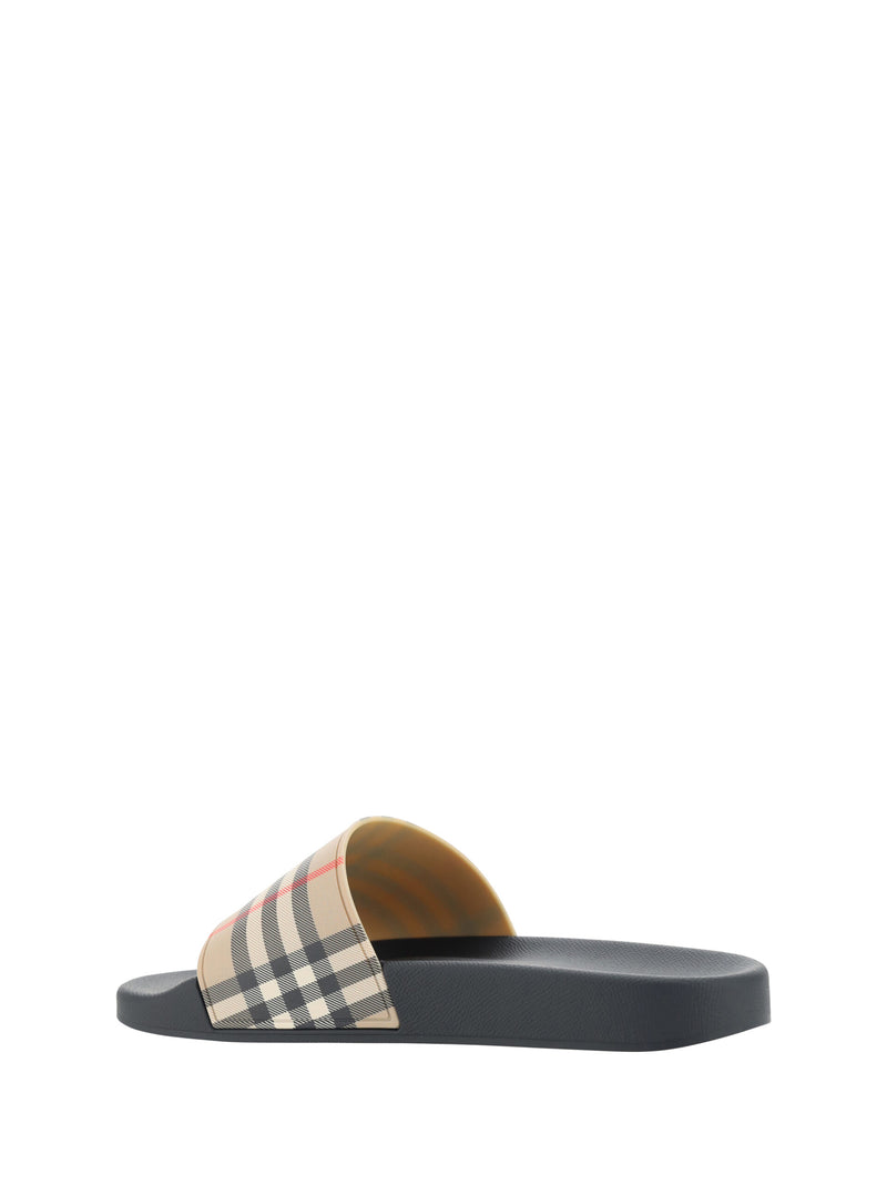 Burberry Brown Rubber Slides Men's Sandals