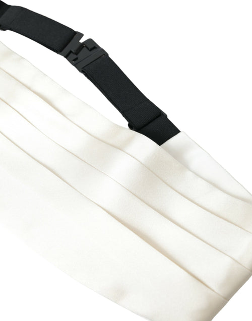 Dolce & Gabbana White Men Wide Waist Silk Belt Men's Cummerbund