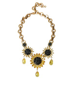 Dolce & Gabbana Gold Tone Brass Sunflower Crystal Embellished Women's Necklace