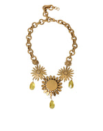 Dolce & Gabbana Gold Tone Brass Sunflower Crystal Embellished Women's Necklace