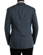 Dolce & Gabbana Blue Linen NAPOLI Single Breasted Coat Men's Blazer