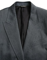 Dolce & Gabbana Blue Linen NAPOLI Single Breasted Coat Men's Blazer