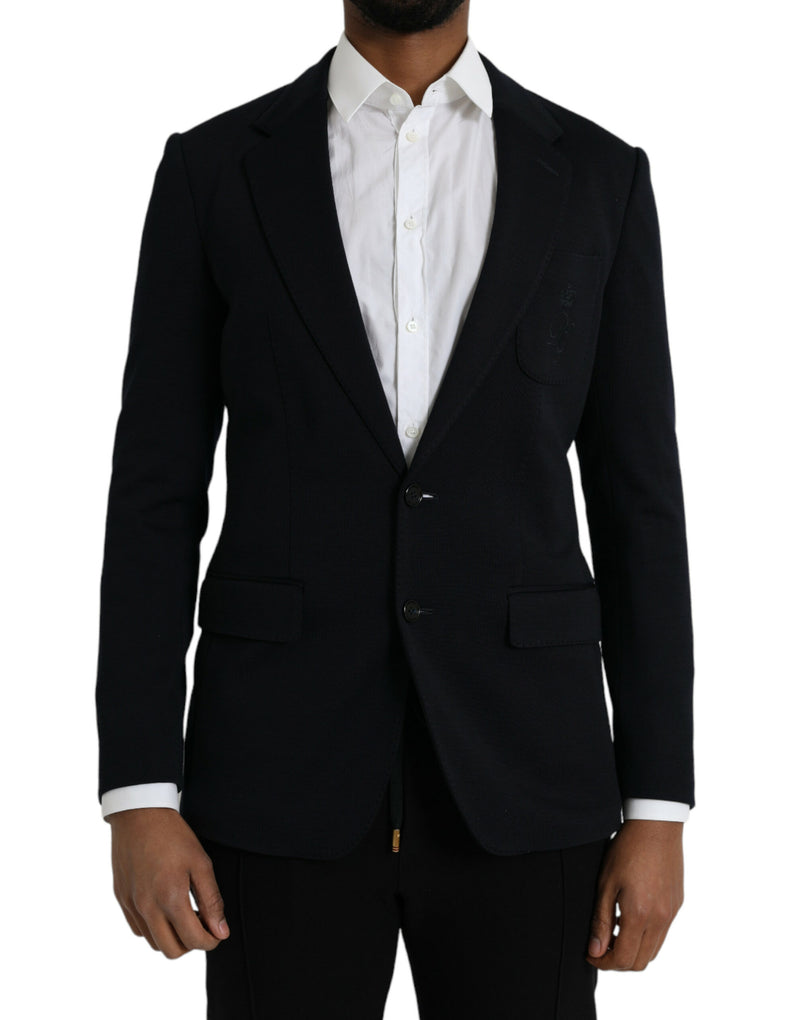 Dolce & Gabbana Black Wool Notch Single Breasted Coat Men's Blazer