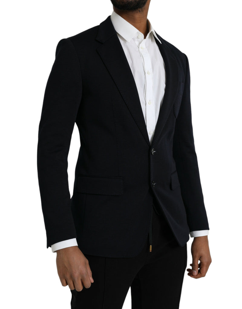 Dolce & Gabbana Black Wool Notch Single Breasted Coat Men's Blazer