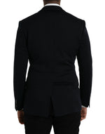 Dolce & Gabbana Black Wool Notch Single Breasted Coat Men's Blazer