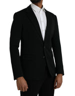 Dolce & Gabbana Black Wool Notch Single Breasted Coat Men's Blazer