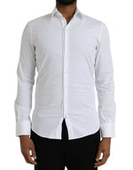 Dolce & Gabbana White Cotton Stretch Formal SICILIA Men's Shirt