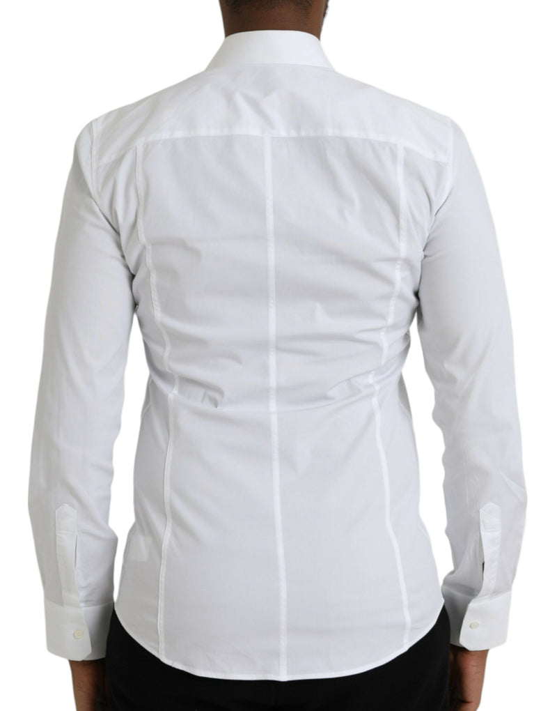 Dolce & Gabbana White Cotton Stretch Formal SICILIA Men's Shirt