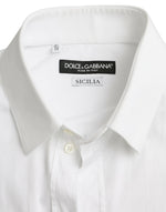 Dolce & Gabbana White Cotton Stretch Formal SICILIA Men's Shirt