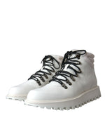 Dolce & Gabbana White Vulcano Trekking Men Ankle Boots Men's Shoes