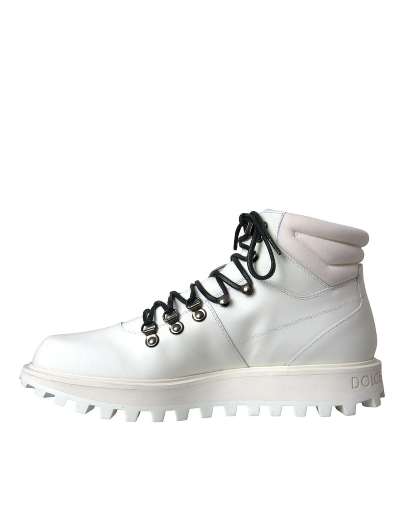 Dolce & Gabbana White Vulcano Trekking Men Ankle Boots Men's Shoes